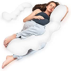 PT Pro Caterpillar Comfort Pillow, Pregnancy Pillows for Sleeping with Removable Cover, Side Sleeper Pillow, Maternity Pillow, Full Body Pillows for Adults, Snore Relief Pillow for Men and Women