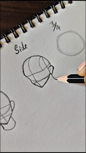 how to draw easy Head front .¾. side #mtartist #ytshorts #art #howtodraw #headdrawing