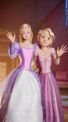 Two Rapunzels finally met! 🎨💜 #rapunzel #barbie #disney #fanart