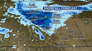 An early look at snowfall totals from the band moving in Wed-Thurs... plus, our five-day forecast features another potential snow event! It's still summer, technically, right? | CTV Calgary