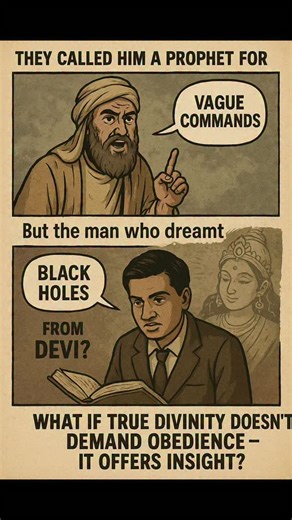 Awakened Sanatani on Instagram: "🧠 Ramanujan vs “Prophets” – Who Really Channeled the Divine? 1. Ramanujan’s Revelations He claimed that Devi Namagiri (a form of Lakshmi) whispered mathematical truths to him in dreams. These weren’t vague poetic lines. They were precise, verifiable, and advanced mathematical formulas. Many of his discoveries were later confirmed to be foundational to black hole physics, modular functions, mock theta functions, and string theory — decades ahead of their t