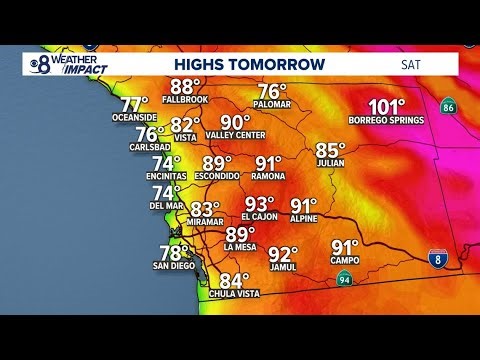 Warmer than normal temps prevail in San Diego through the weekend