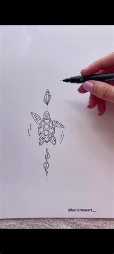 Fine Line Turtle Tattoo Design | Custom Tattoo Artist