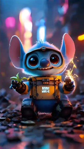 “WALL-E × Stitch: Cosmic Robo-Experiment”#WALLE #Stitch#WALLEXStitch #AlienFusion#RobotFusion