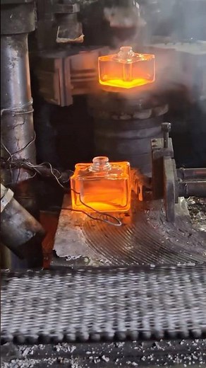 Molten Glass Bottle Making | Square Bottle Casting Process | So Satisfying Glasswork