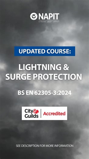 Lightning & Surge Protection: Updated Course ⛈️ The City & Guilds accredited Lightning and Surge Protection course has been updated in line with the latest standard, moving from BS EN 62305-3:2011 to BS EN 62305-3:2024. Who is this course for? This course is primarily aimed at practising electricians with experience of BS 7671. There are no formal entry requirements. Over two days, you’ll cover: • BS EN 62305-3:2024 Physical damage to structures and life covering, air termination, down conductor