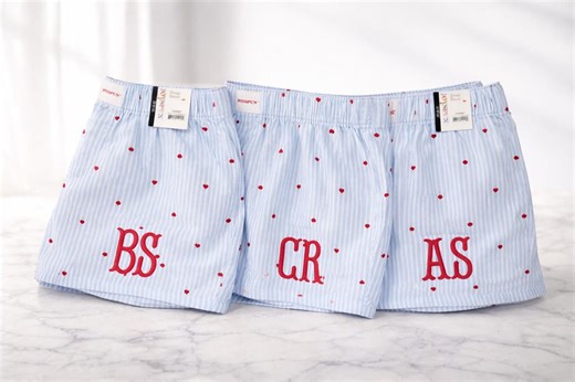 Custom Embroidered Valentine's Day PJ Shorts - Etsy