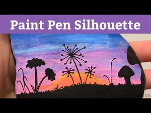 Blended Paint Pen Sunset Silhouette Rock Painting Tutorial for Beginners