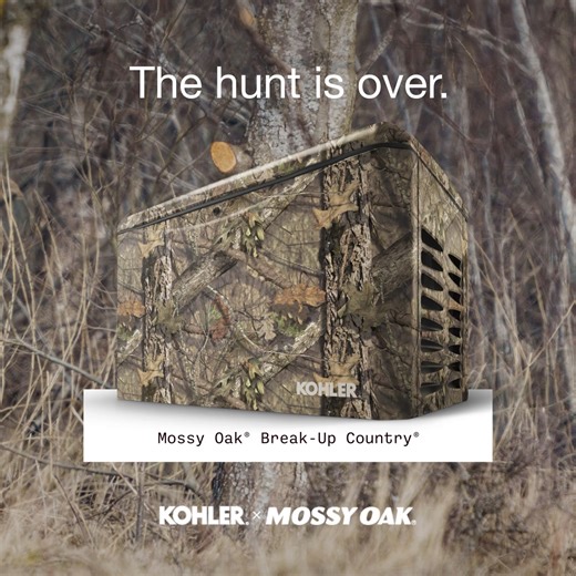 The hunt for reliable backup power ends with a Kohler x Mossy Oak© camouflage generator—available in three exclusive designs. | Kohler Energy – Generators