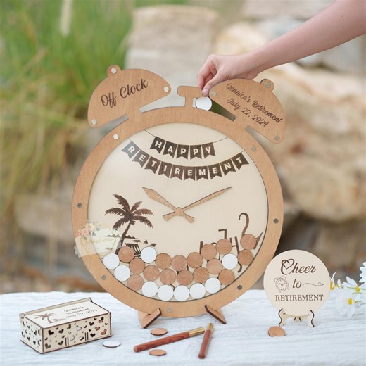 Wooden Retirement Guest Book Clock: Custom Keepsake Sign in Frame - Etsy