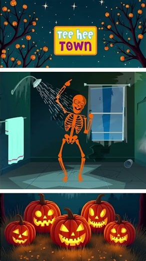 Looney Skeletons Dancing In Shower #skeletondance #teeheetown #kidssongs #shorts