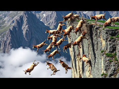 Shocking Animal Accidents – Animals Falling Off Cliffs Caught on Camera