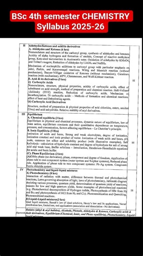 Bsc 4th sem. CHEMISTRY New Syllabus 2025-26