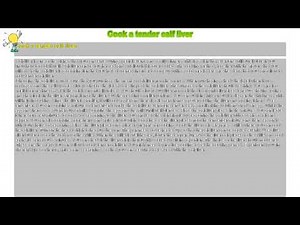 How to : Cook a tender calf liver