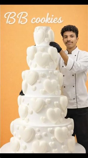 Making a Massive 5-Tier Heart Cake ❤️ | BB Cookies #shorts