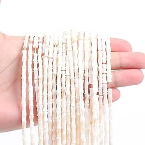 Natural Shell Beads for Jewelry Making Puka Shells Beads 15.1 Inches Heishi Beads Strand, Natural 8mm Cube Loose Seashell Beads for Seashell Jewelry, DIY Bracelets Necklaces