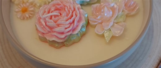 Angel fragrance candle with flower design topper #coral'scandles