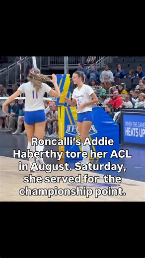 66K views · 1.5K reactions | Roncalli senior Addie Haberthy tore her ACL in August. She returned to the floor for Saturday’s Class 3A volleyball final, serving for the championship point. To read @brian_haenchen’s story, tap the link in bio. Video by Brian Haenchen/IndyStar. #IHSAA #highschoolvolleyball #volleyball | IndyStar Sports | Facebook