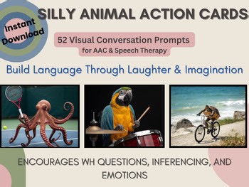 Silly Animal Conversation Cards | Speech Therapy WH Questions & Inferencing