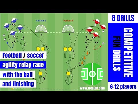 Football/Soccer agility relay race with the ball and finishing | SAQ drills for footballers (U10+)