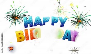 Happy Birthday Fireworks: A vibrant and festive birthday greeting with colorful fireworks bursting in the background, perfect for celebrations and special occasions. Stock Video