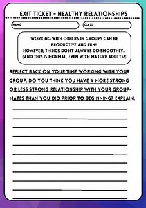 SEL Skills Exit Ticket - Healthy Relationships