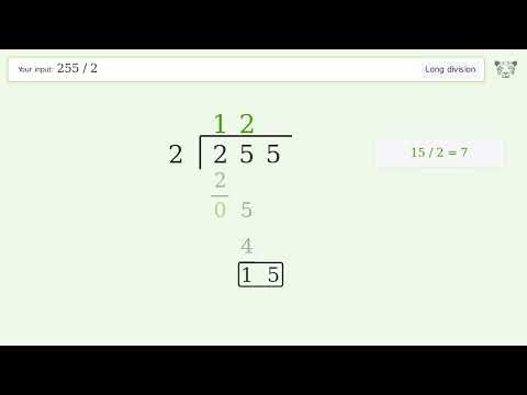 255/2 Long Division — Step-by-Step | Tiger Algebra Solver