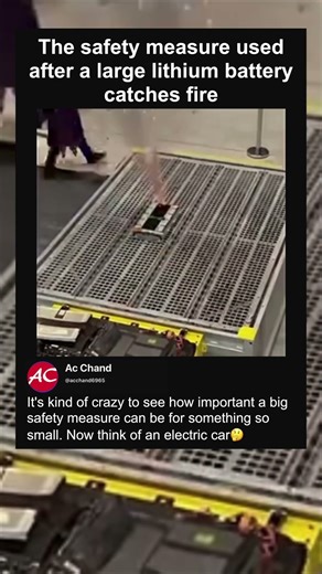 The safety measure used after a large lithium battery catches fire