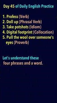 Day 45: Daily 1-Minute English Practice: Learn 4 Useful Phrases and a word #dailyenglish #english