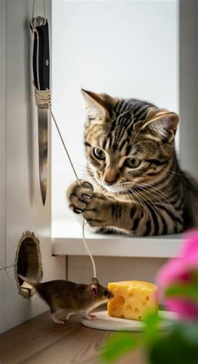 Funny! Cat thinks it's a spy with this rope sneaky moves caught on cam #cats #funny #spy