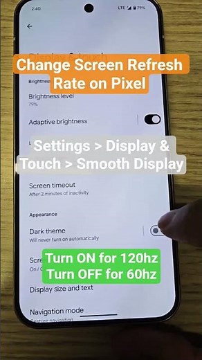 Google Pixel📱Change Screen Refresh Rate - Android 16 & 15 #androidtips