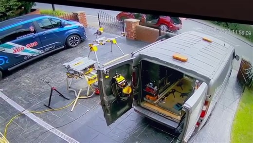 Tools thieves try to steal tools from a worksite yesterday. IG ( p.w.d_joinery | London & UK Street News