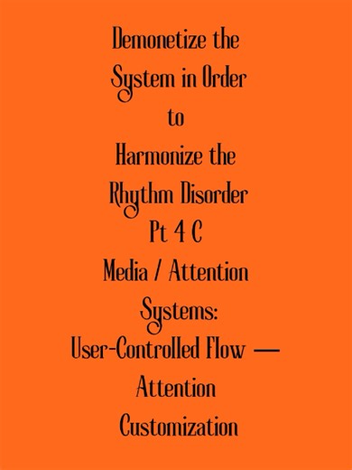 This post describes a user‑controlled attention model where individuals—not centralized algorithms—shape what becomes visible in their feeds. By shifting prioritization to user‑defined filters, credibility tiers, and topic weighting, the system decentralizes amplification and encourages more intentional engagement. The focus is on how redistributing control alters incentives, visibility patterns, and platform roles. 20 Hashtags #MediaSystems #AttentionCustomization #UserControlledFeeds #DigitalE