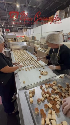 Behind the scenes of our George Chocolate! 🍫 Try our George Chocolate, named after our Father, Grandfather, and founder George Cavanaugh. This sweet and savory treat features a rich peanut butter nougat, smooth caramel, and crunchy peanuts, all smothered in either milk or dark chocolate, with stripes of the opposite chocolate for an extra touch of elegance. The peanut butter nougat has a soft and smooth texture that’s simply irresistible. Our caramels are made the old-fashioned way, cooked for