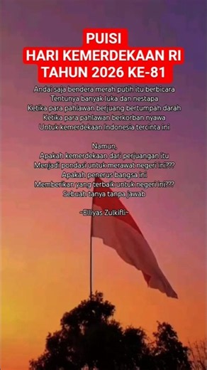 Puisi Hari Kemerdekaan Indonesia tahun 2026 ke 81 Karya Elliyas Zulkifli #shorts #shortsfeed