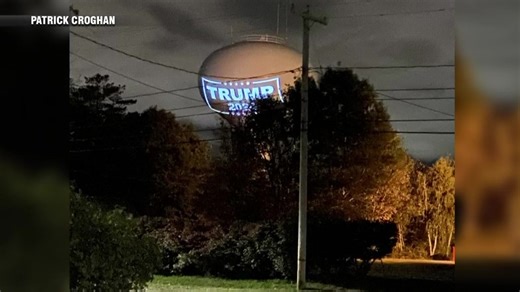 Town of Hanson to fine resident projecting Trump 2024 sign onto water tower