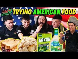 BULLHITTERS from the UK try AMERICAN FOOD for the FIRST time!