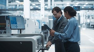 clip-3392597849-male-technician-hispanic-businesswoman-using-tablet ...