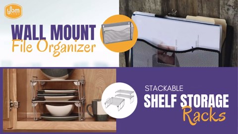 YBM HOME Wall Magazine Holder and Desk Organizer Rack Keeps Up to 20 Magazines Upright, Steel Mesh Magazine Desk Organizer and File Storage for Home and Office - Black