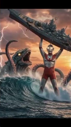 Ultraman fights monsters in the sea #ultraman #fight #monster