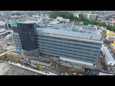 水戸市役所新庁舎建設工事状況（2018年9月14日撮影）