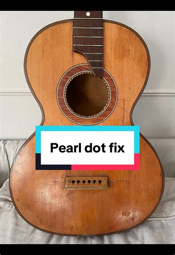 Fixing a broken mother-of-pearl dot on an old anonymous French romantic guitar, most probably made in Mirecourt, France c. 1850 - 1890 period. #restoration #guitarrestoration #guitarrepair #guitar #music #fyp