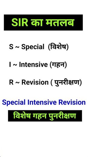 SIR का फुल फॉर्म क्या होता है? | SIR Full Form | आसान तरीके से समझें