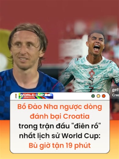Cristiano Ronaldo và Luka Modric đang bước vào những chương cuối cùng trong sự nghiệp lẫy lừng của mình. Bồ Đào Nha giành chiến thắng 2-1 Croatia, Ronaldo đi tiếp, Luka Modric phải dừng lại. Nhưng dấu ấn về vũ điệu cuối cùng của