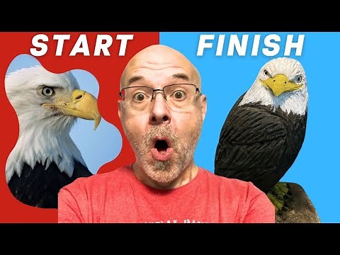 How to Chainsaw Carve an Eagle for Beginners (7 Hour Real-Time Tutorial)