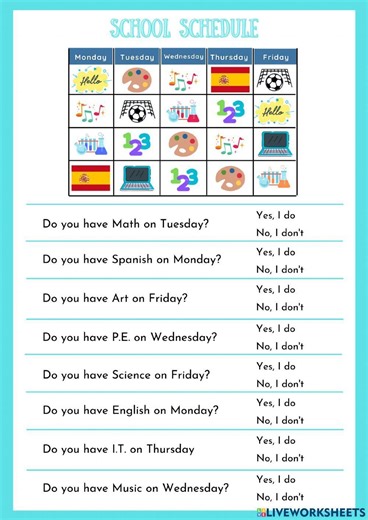 School schedule exercise