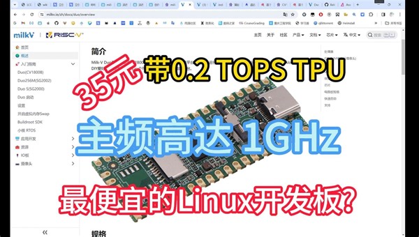 能跑轻量Ai 最便宜的RISC-V Linux 开发板? Milk-V Duo 64M