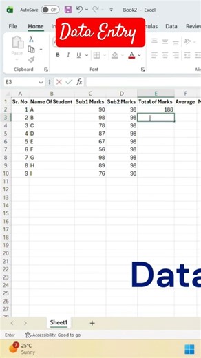 Data Entry in Excel. #short #viralshorts #learnexcel #excelforbeginners #excel #excelinmarathi