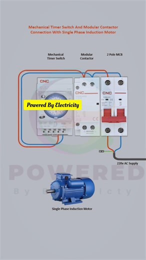 Mechanical Timer Switch And Modular Contactor Connection With Single Phase Induction Motor