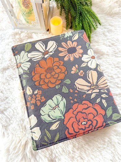 Winter Dark Grey Boho Floral Custom Handmade Bible Cover - Etsy